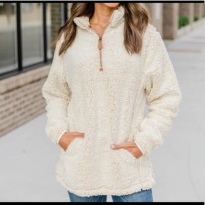 NWT Pink Lily Sherpa quarter zip sweater